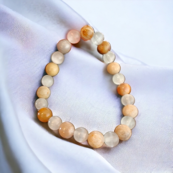 Coral Jade Cat Eye Bracelet 8mm Natural Stones Unisex Healing Bracelet - Picture 4 of 4